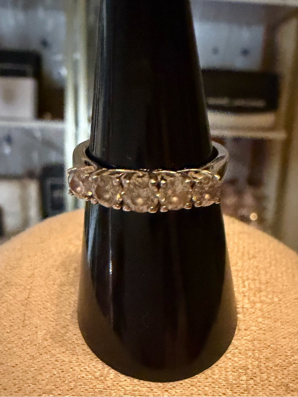 1.0 CTTW Elegant Anniversary Five-Stone Clear Crystal Ring 14k White Gold